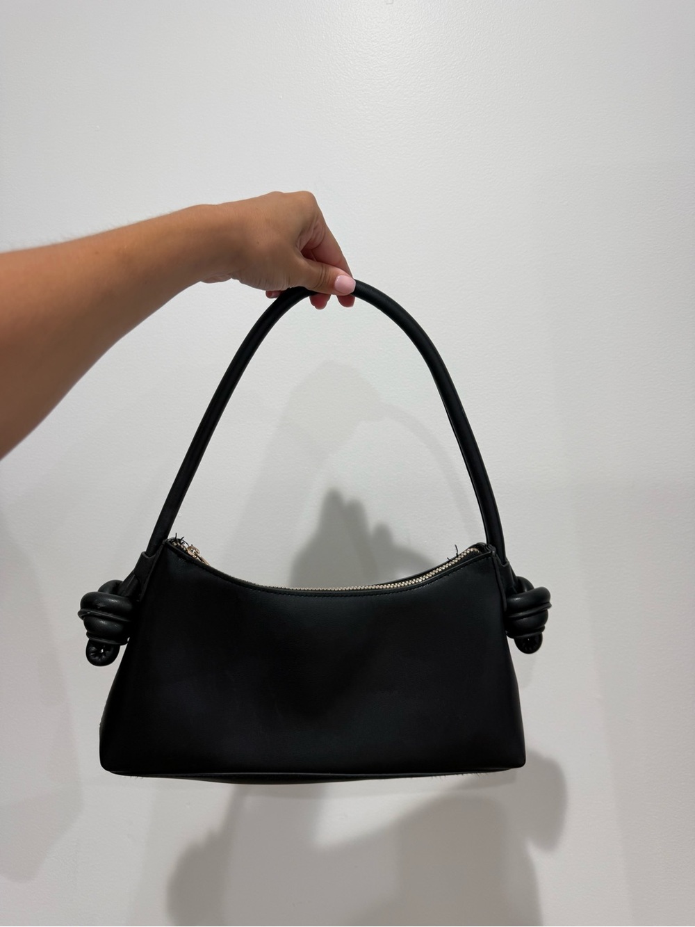 Black Knot-Handle Shoulder Bag - Women